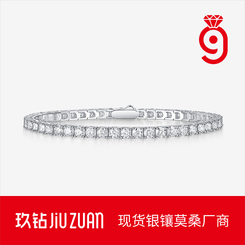 Unmodified source listing image for Silver tennis bracelet with repeated stone links