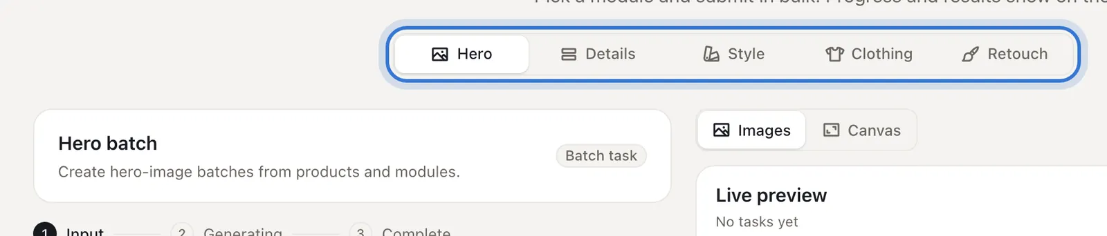 Choosing the tool in Batch