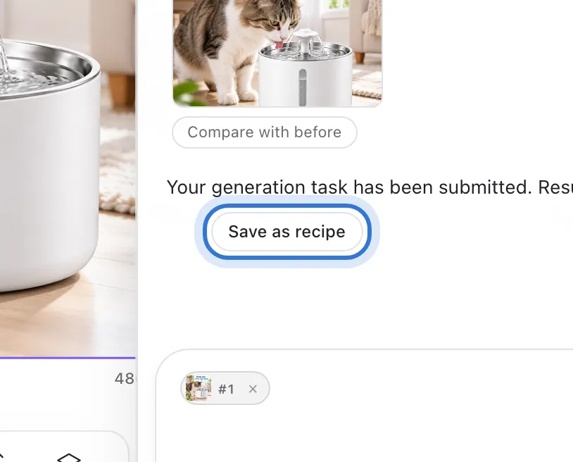 Save as recipe under a reply