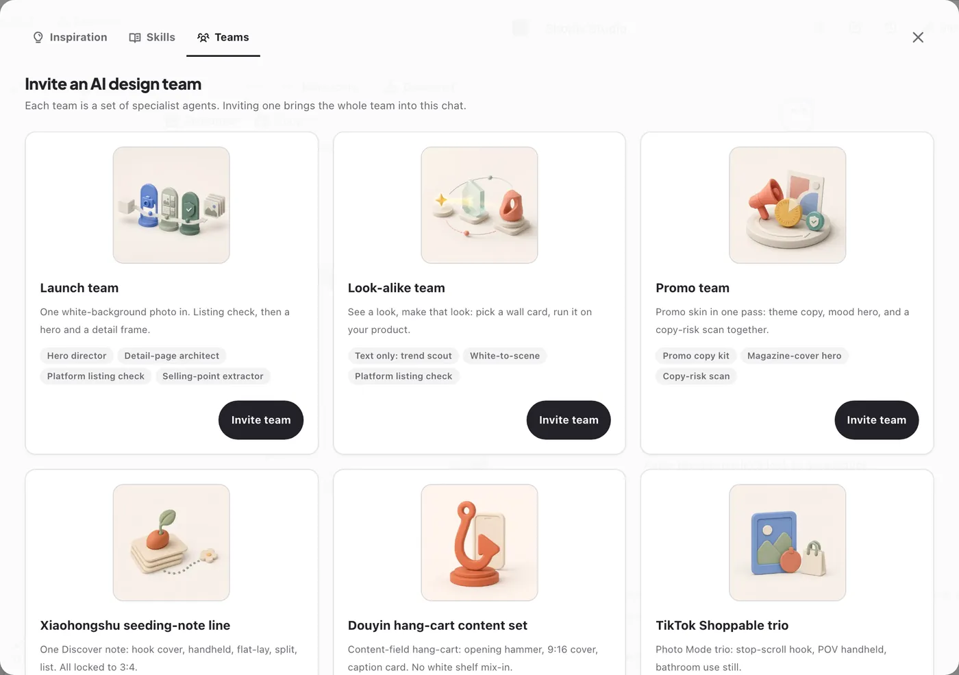 Teams: launch, look-alike, promo and more