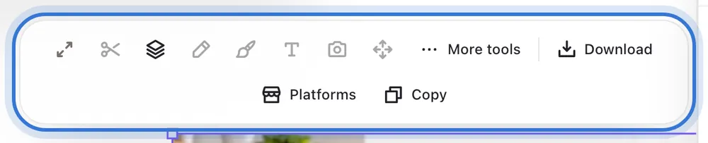 The toolbar for a selected image