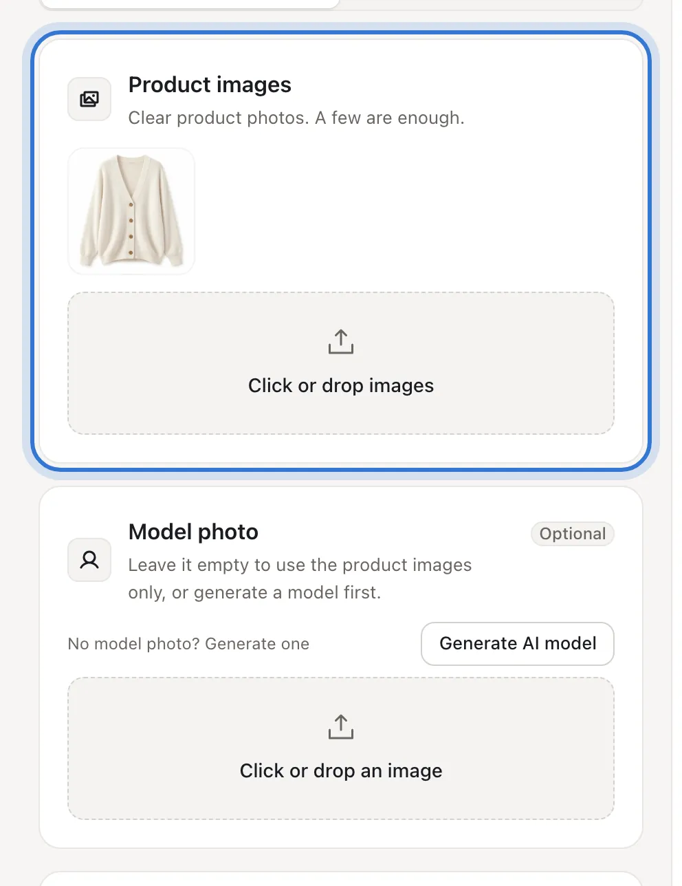 Product images and model photo