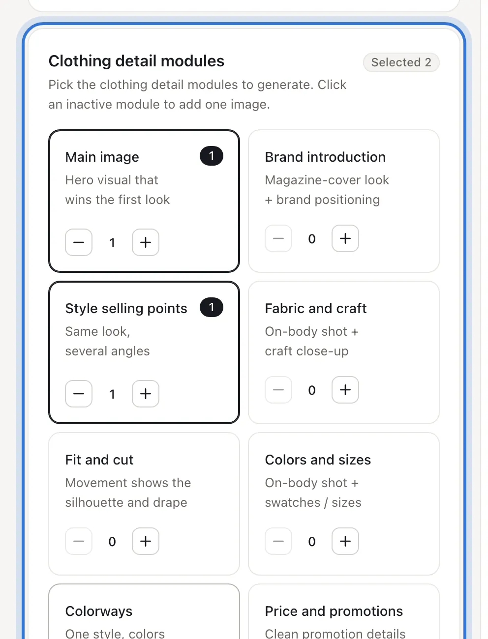 Clothing detail modules
