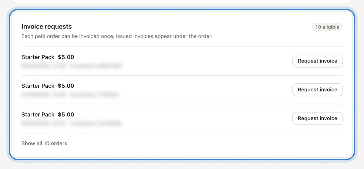 Invoice requests