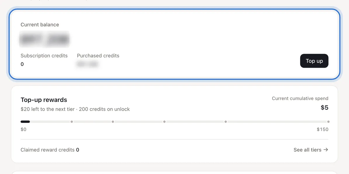 Credits & orders: balance and records