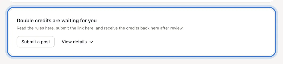 Submitting a post for credits