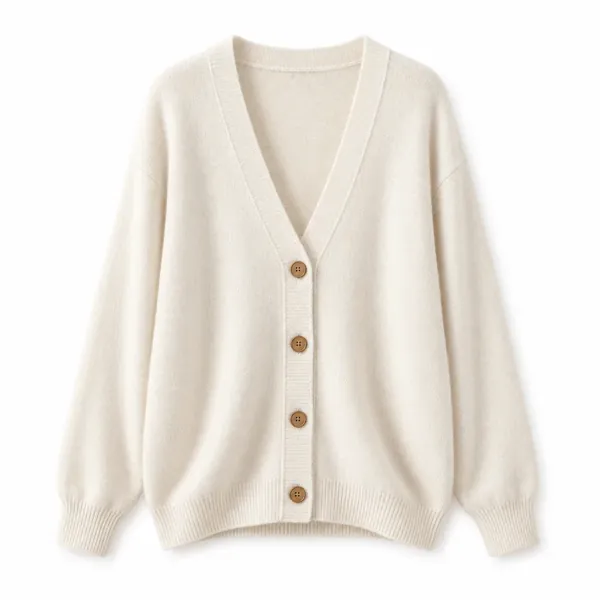 Flat-lay photo of a knit cardigan