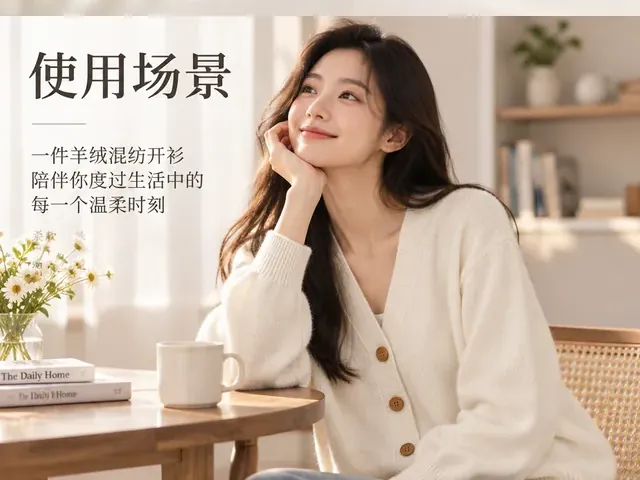 模特穿着针织开衫的服装场景图