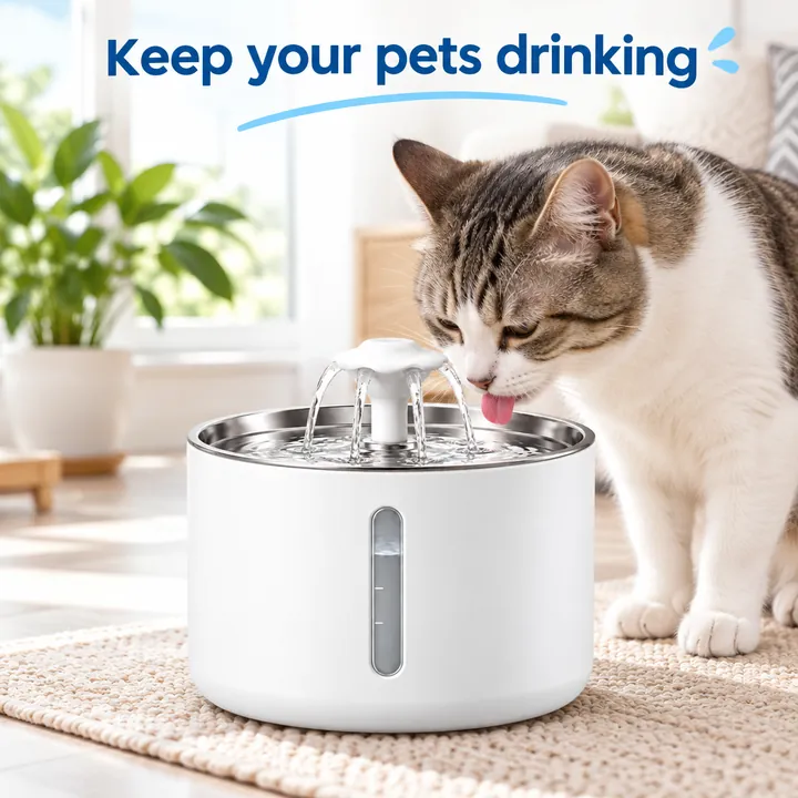 Pet fountain lifestyle image made in Canvas